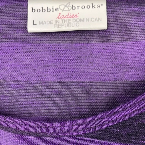 Bobbie Brooks purple stripe peplum blouse - Picture 4 of 6